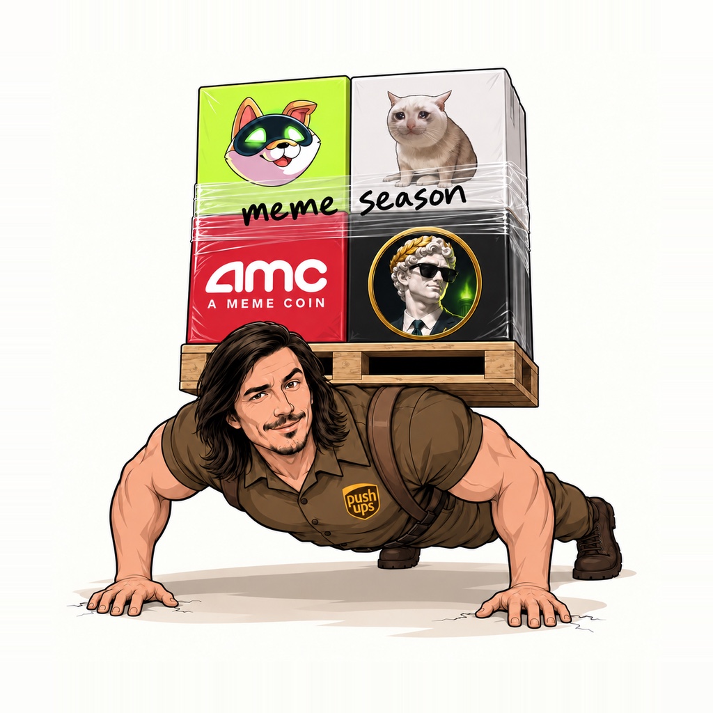 PUSH-UPS delivery guy doing push-ups with meme season pallet